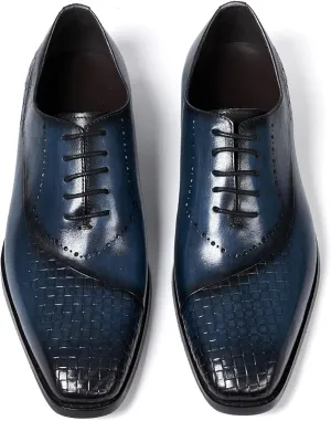 Men's Oxfords Formal Dress Suit Shoes Genunie Leather Wingtips Brogues Woven Pattern Modern Shoes Men's Fashion Prom Wedding Business Causal Derby Comfortable Tuxedo Shoes for Men