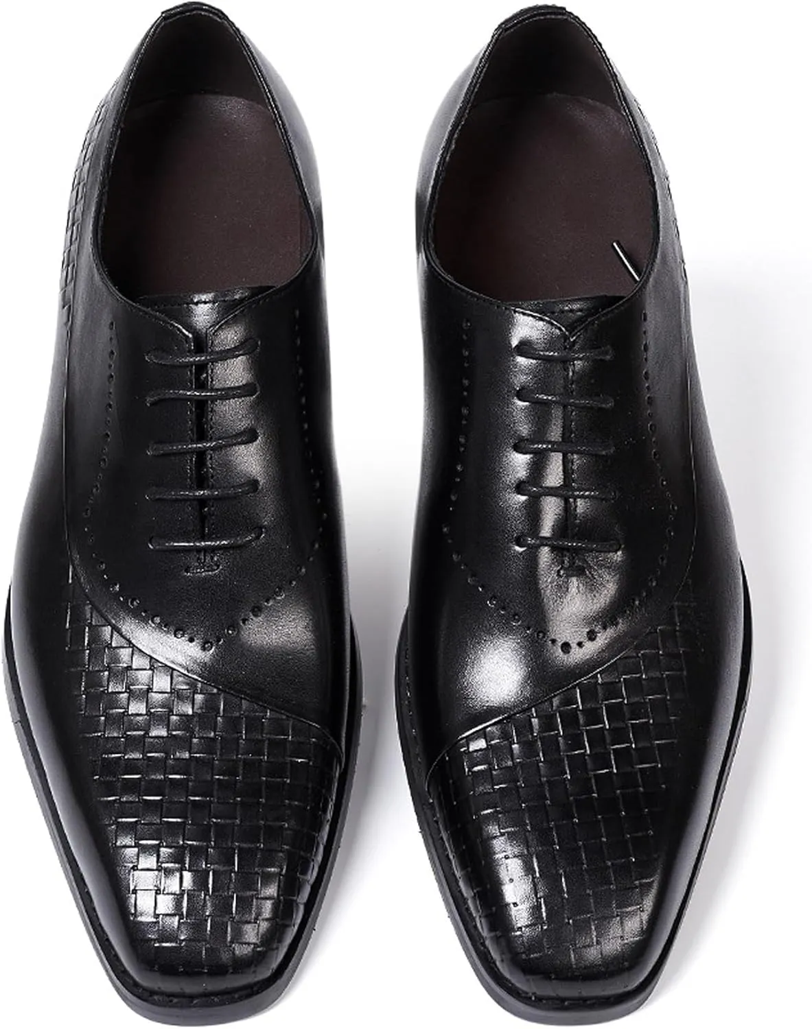 Men's Oxfords Formal Dress Suit Shoes Genunie Leather Wingtips Brogues Woven Pattern Modern Shoes Men's Fashion Prom Wedding Business Causal Derby Comfortable Tuxedo Shoes for Men