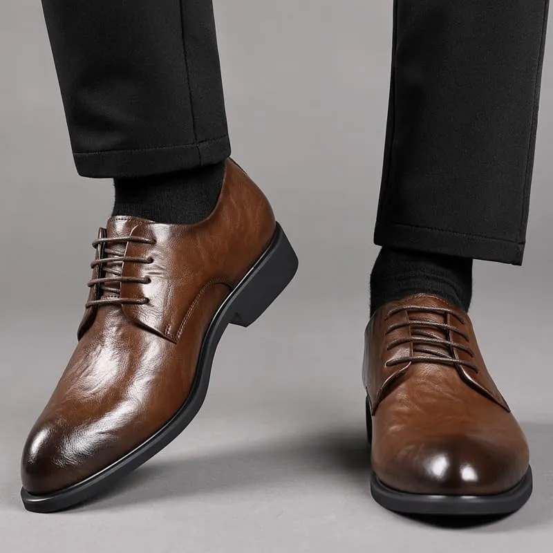 Mens Oxfords Men's Breathable Leather Wingtip Brogue Pointed Toe Classic Formal Business Dress Shoes