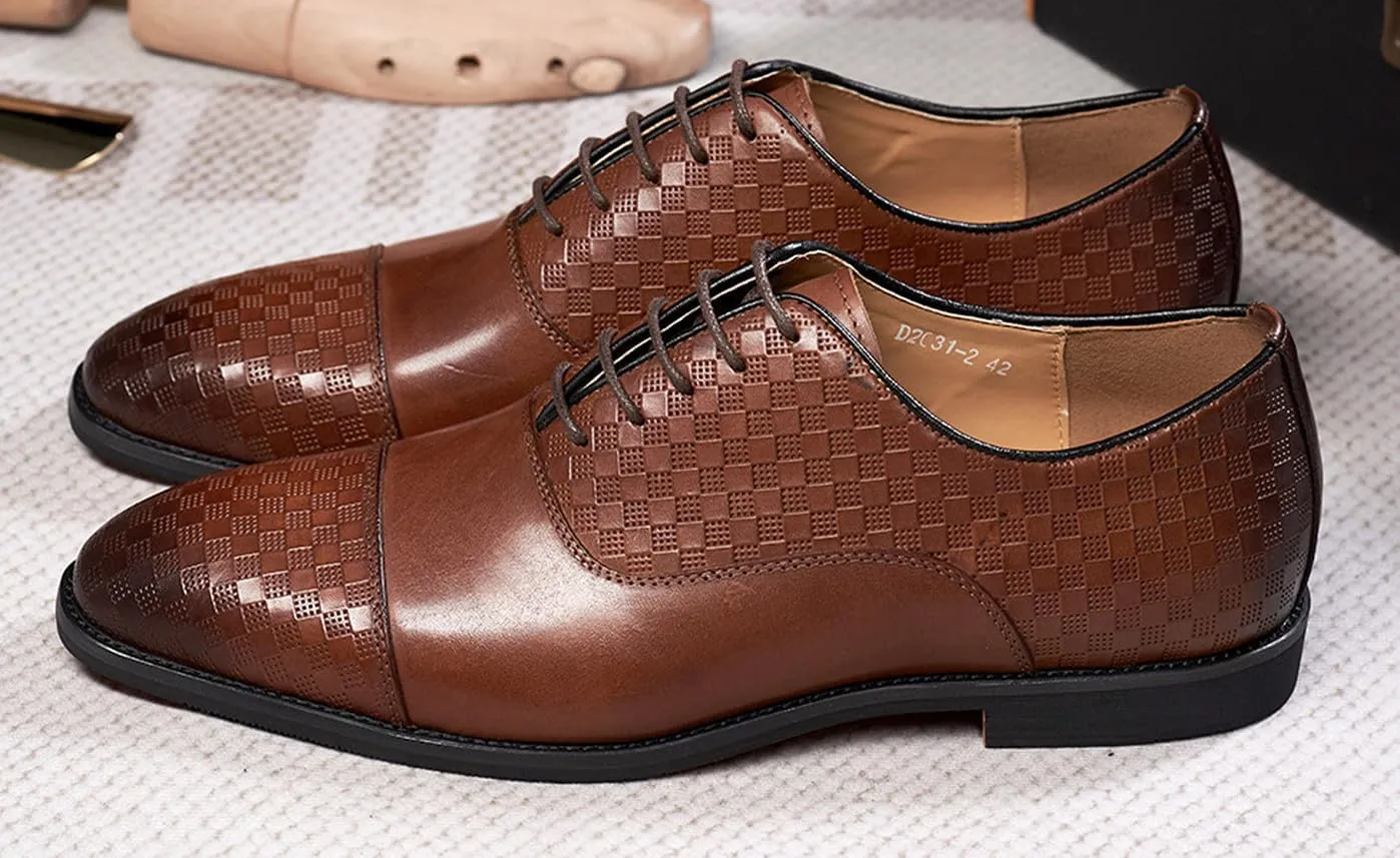 Men's Oxfords Shoes Formal Dress Derby Mens Genunie Leather Plain Toe Brogues Modern Suit Shoes Fashion Prom Wedding Business Causal Comfortable Tuxedo Shoes for Men
