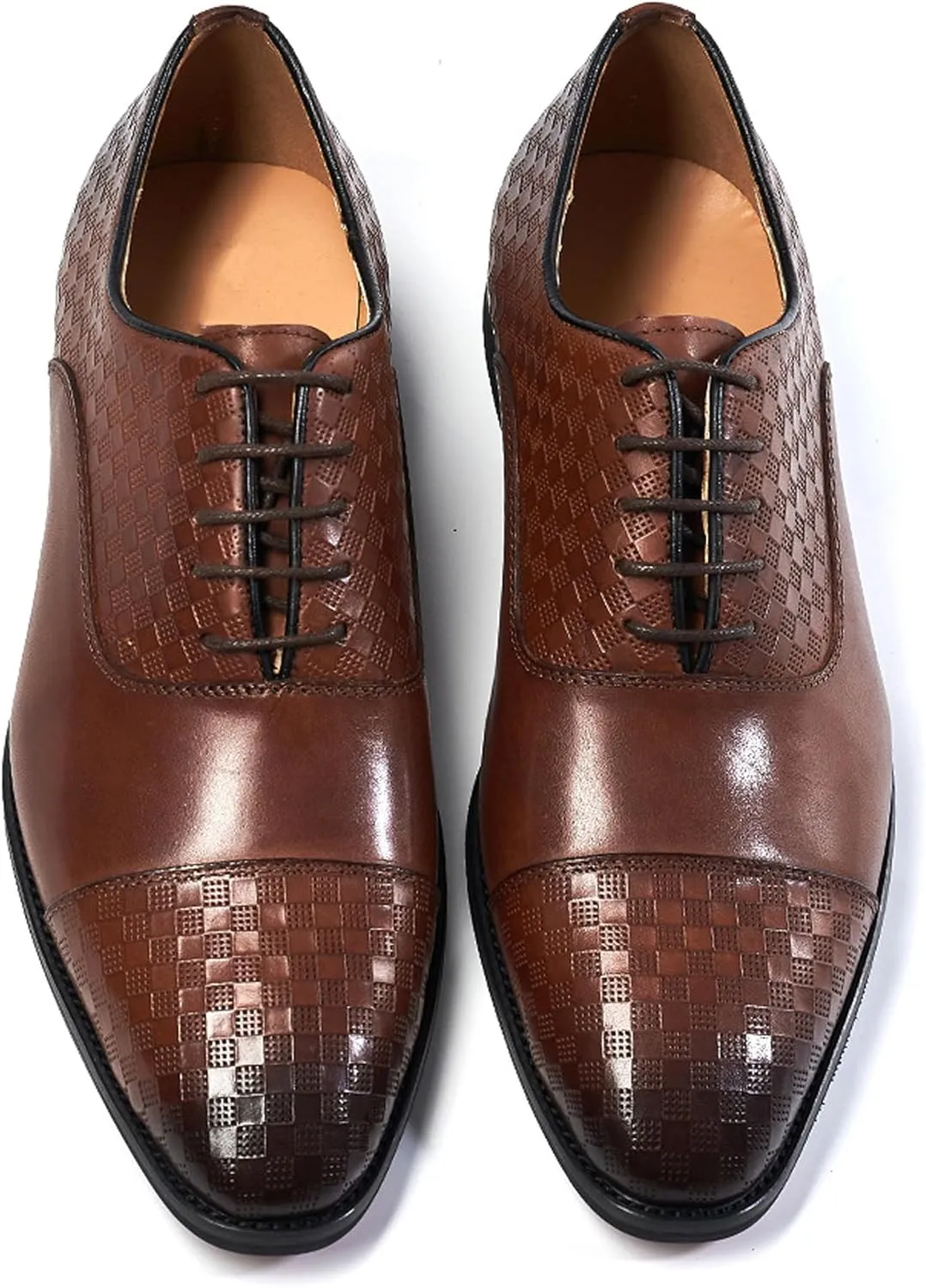 Men's Oxfords Shoes Formal Dress Derby Mens Genunie Leather Plain Toe Brogues Modern Suit Shoes Fashion Prom Wedding Business Causal Comfortable Tuxedo Shoes for Men