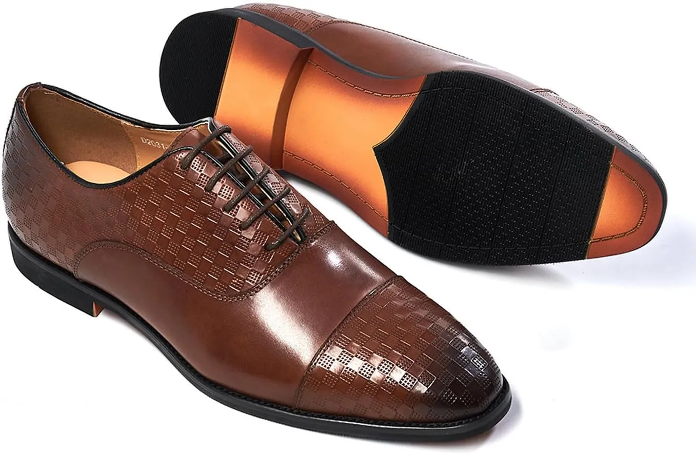Men's Oxfords Shoes Formal Dress Derby Mens Genunie Leather Plain Toe Brogues Modern Suit Shoes Fashion Prom Wedding Business Causal Comfortable Tuxedo Shoes for Men