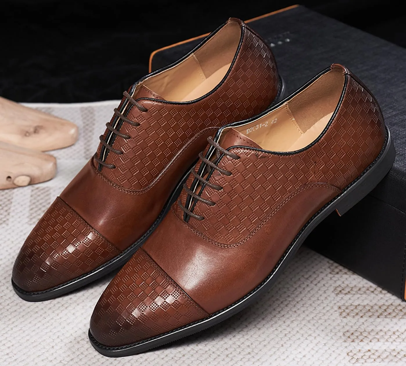 Men's Oxfords Shoes Formal Dress Derby Mens Genunie Leather Plain Toe Brogues Modern Suit Shoes Fashion Prom Wedding Business Causal Comfortable Tuxedo Shoes for Men