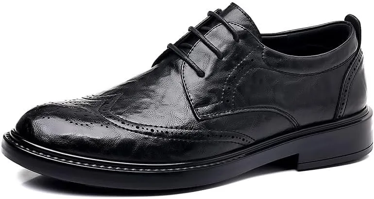 Men’s Patent Leather Oxfords Formal Business Tuxedo Dress Shoes Classic Lace-Up Wedding Derby Shoes