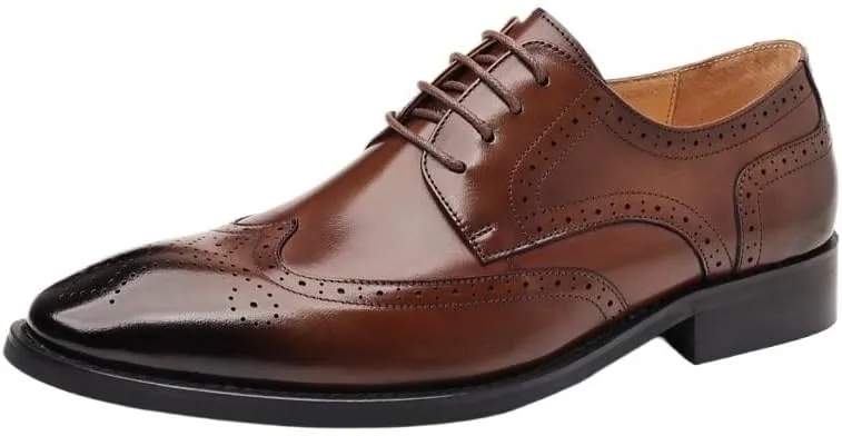 Men's Premium Derby Shoes - Breathable Leather Dress Oxfords Business Casual Formal Wedding Prom Tuxedo Party Comfort Footwear