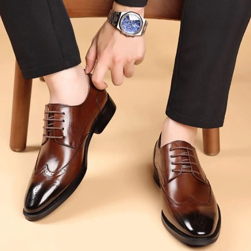 Men's Premium Derby Shoes - Breathable Leather Dress Oxfords Business Casual Formal Wedding Prom Tuxedo Party Comfort Footwear