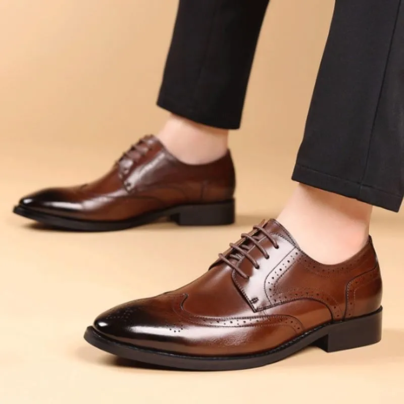 Men's Premium Derby Shoes - Breathable Leather Dress Oxfords Business Casual Formal Wedding Prom Tuxedo Party Comfort Footwear