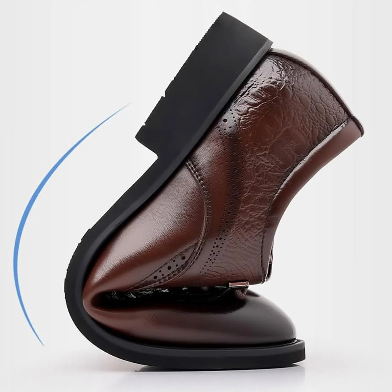 Men's Soft Sole Leather Dress Oxfords Shoes Pointed Toe Summer Lace Up Non-Slip Comfortable and Wear-Resistant Derby Shoes