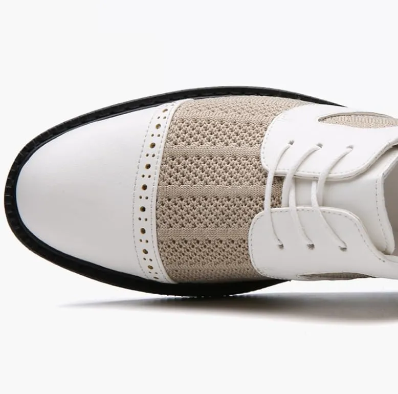 Men's Summer Breathable Dress Shoes Mens Genuine Leather Lace Up Oxfords Shoes