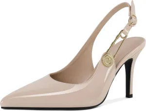Mettesally Women Slingback Heels High Heels Closed Pointed Toe Pumps Stilettos Ankle Strap Women Pumps Shoes 3.7 Inch