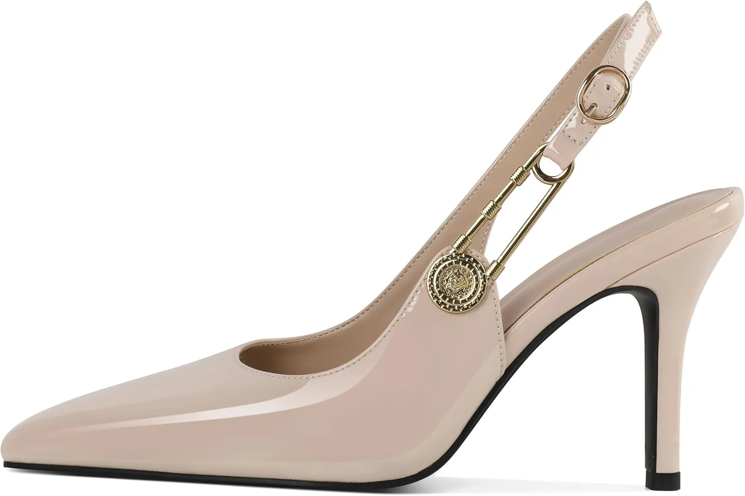 Mettesally Women Slingback Heels High Heels Closed Pointed Toe Pumps Stilettos Ankle Strap Women Pumps Shoes 3.7 Inch