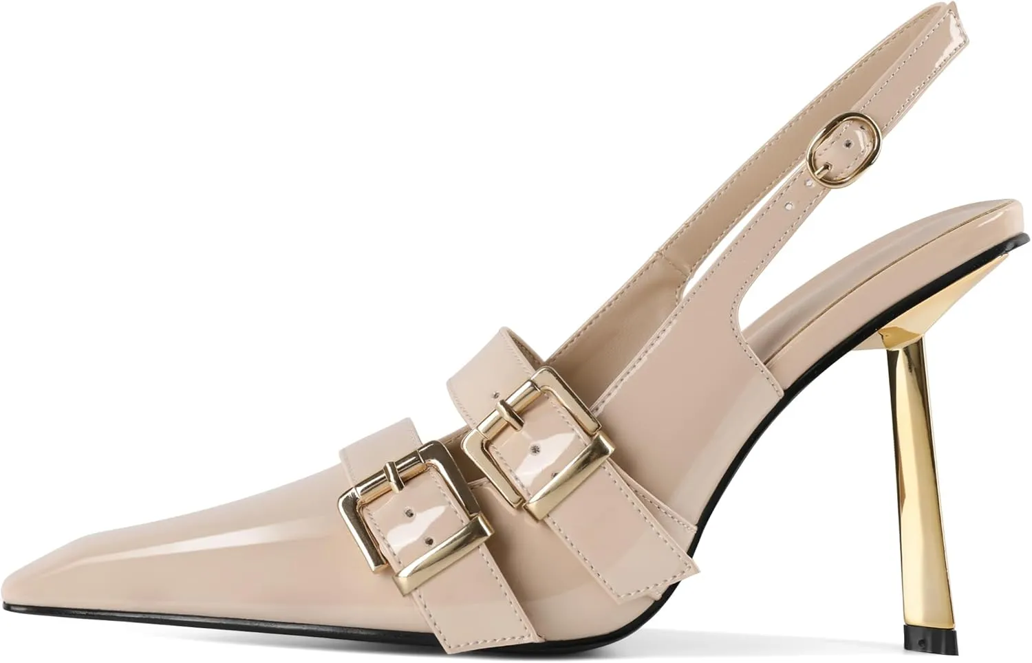 Mettesally Women Slingback Heels Pumps Shoes High Heels Stilettos Square Toe for Women Dressy Shoes 4 Inches