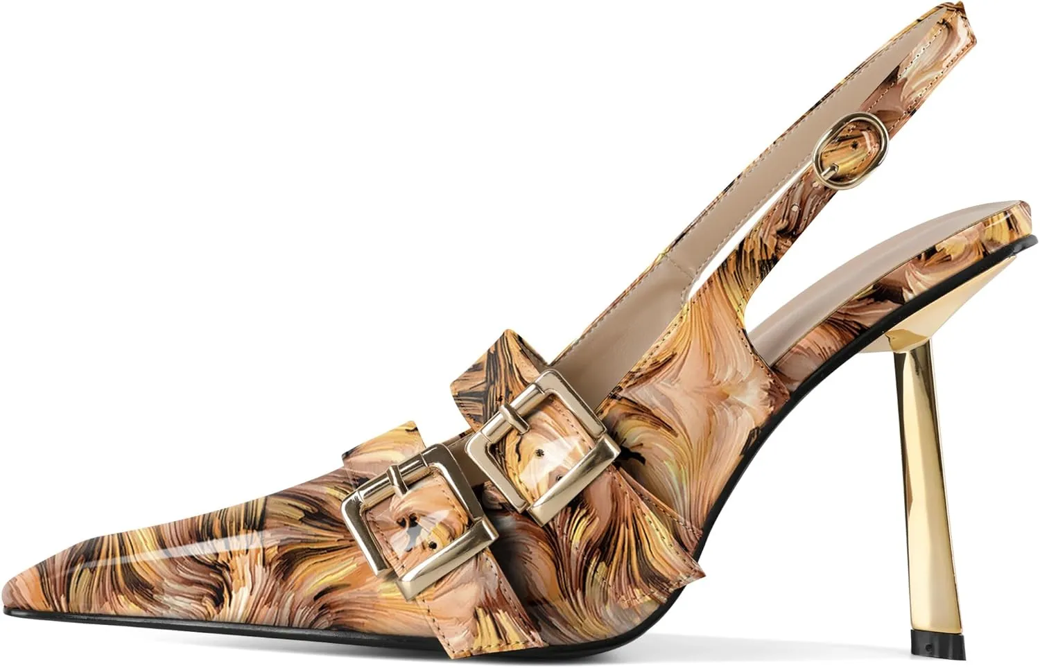 Mettesally Women Slingback Heels Pumps Shoes High Heels Stilettos Square Toe for Women Dressy Shoes 4 Inches