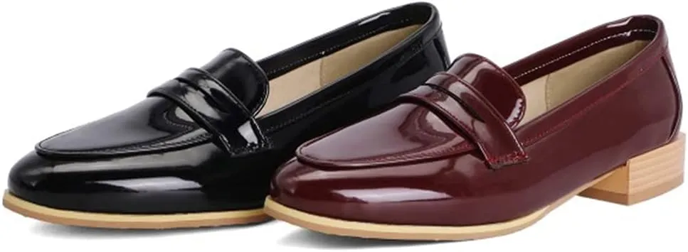 MIOKE Women's Casual Flat Low Heel Oxfords Shoes Slip On Wingtip Vintage Classic Western Oxford Brogues