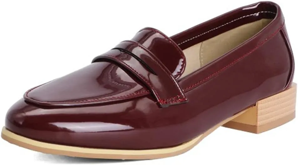 MIOKE Women's Casual Flat Low Heel Oxfords Shoes Slip On Wingtip Vintage Classic Western Oxford Brogues