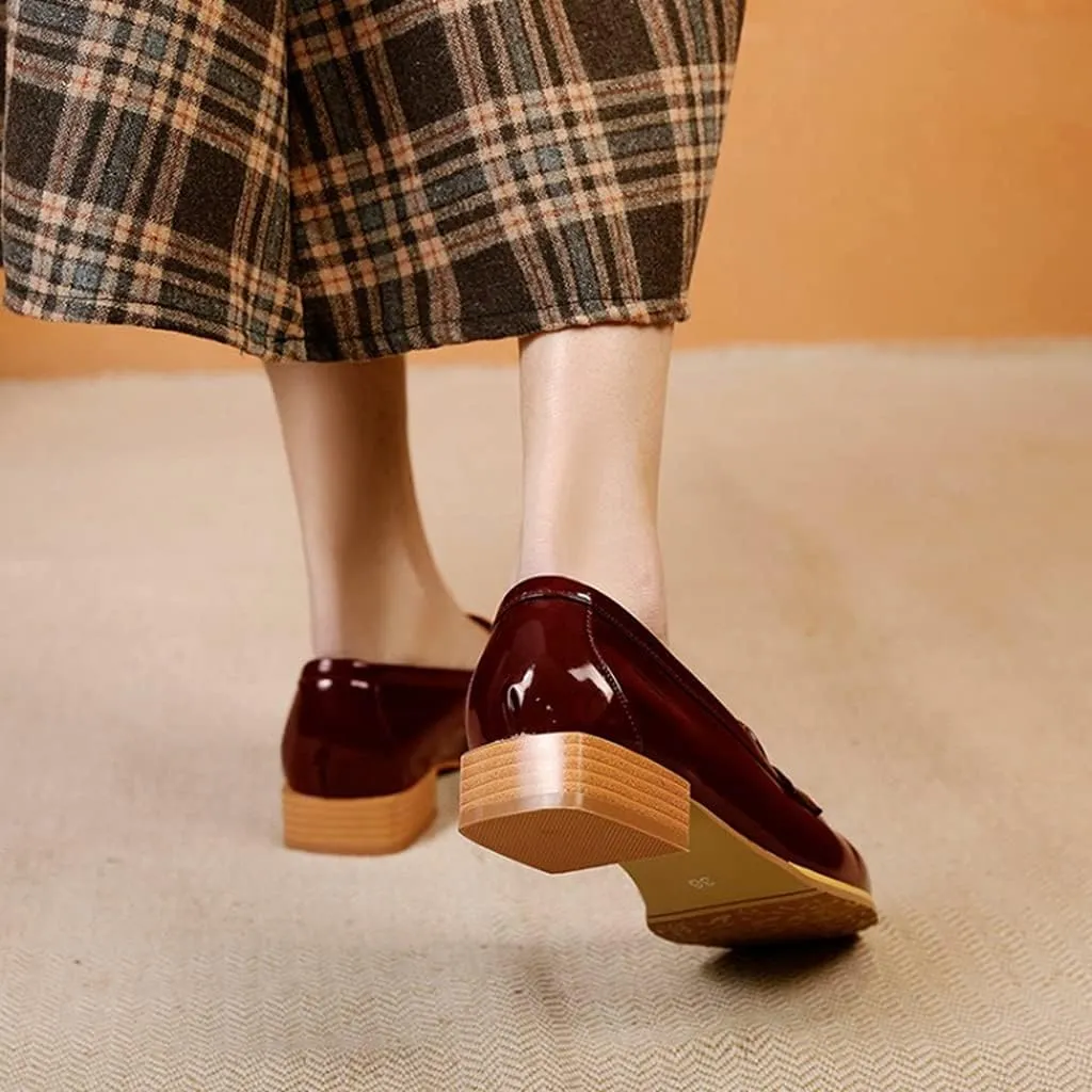 MIOKE Women's Casual Flat Low Heel Oxfords Shoes Slip On Wingtip Vintage Classic Western Oxford Brogues