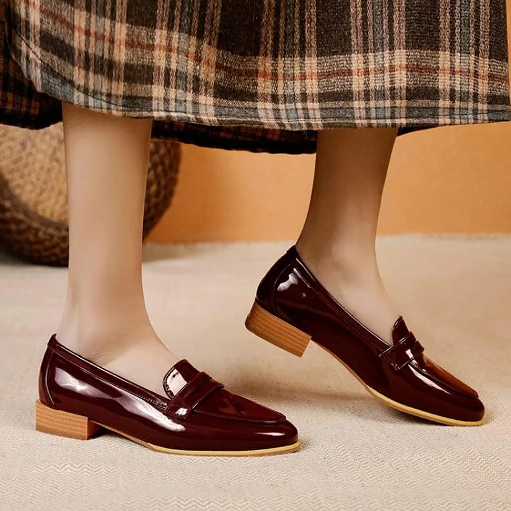 MIOKE Women's Casual Flat Low Heel Oxfords Shoes Slip On Wingtip Vintage Classic Western Oxford Brogues