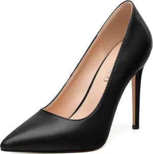 MODENCOCO Women's High Heel Pumps Elegant Stiletto Heels Sexy Closed Pointed Toe Heels Classic Comfortable Slip-On Dress Shoes for Party Wedding Prom Office 4 Inch