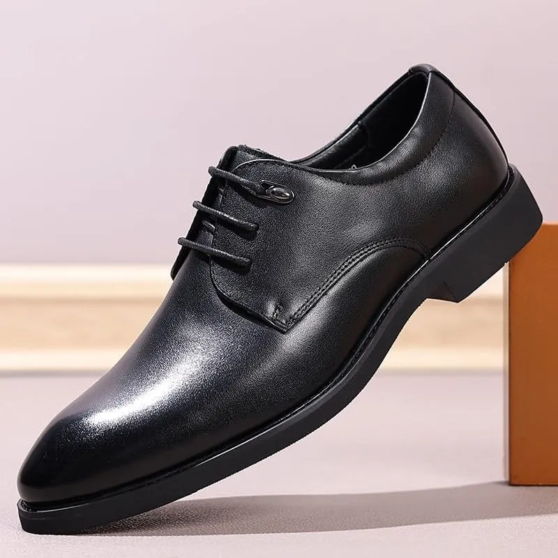 Modern Leather Business Casual Scale Pattern Formal Shoes Comfortable Round Toe Lace Up Loafers Men Orthopedic Shoes