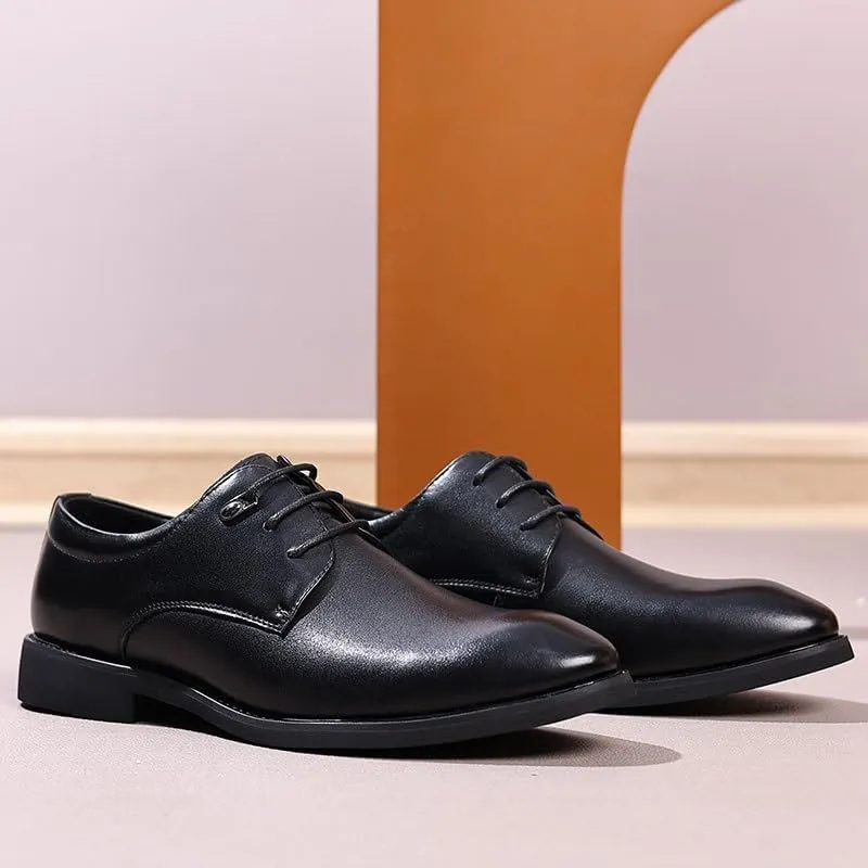 Modern Leather Business Casual Scale Pattern Formal Shoes Comfortable Round Toe Lace Up Loafers Men Orthopedic Shoes