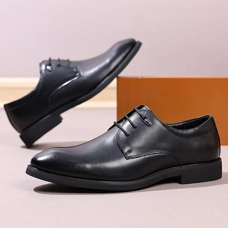 Modern Leather Business Casual Scale Pattern Formal Shoes Comfortable Round Toe Lace Up Loafers Men Orthopedic Shoes