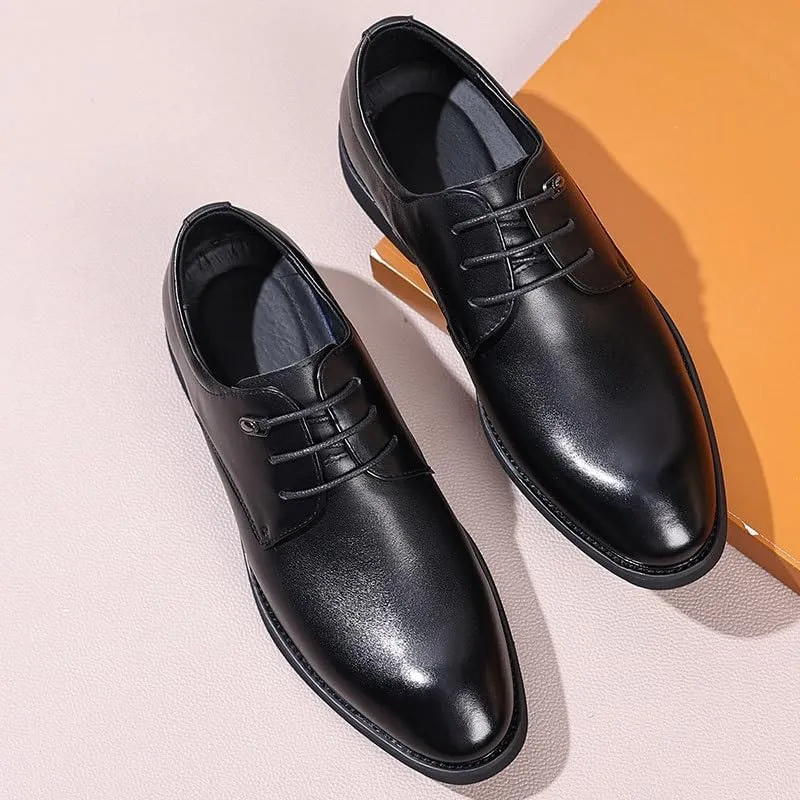 Modern Leather Business Casual Scale Pattern Formal Shoes Comfortable Round Toe Lace Up Loafers Men Orthopedic Shoes