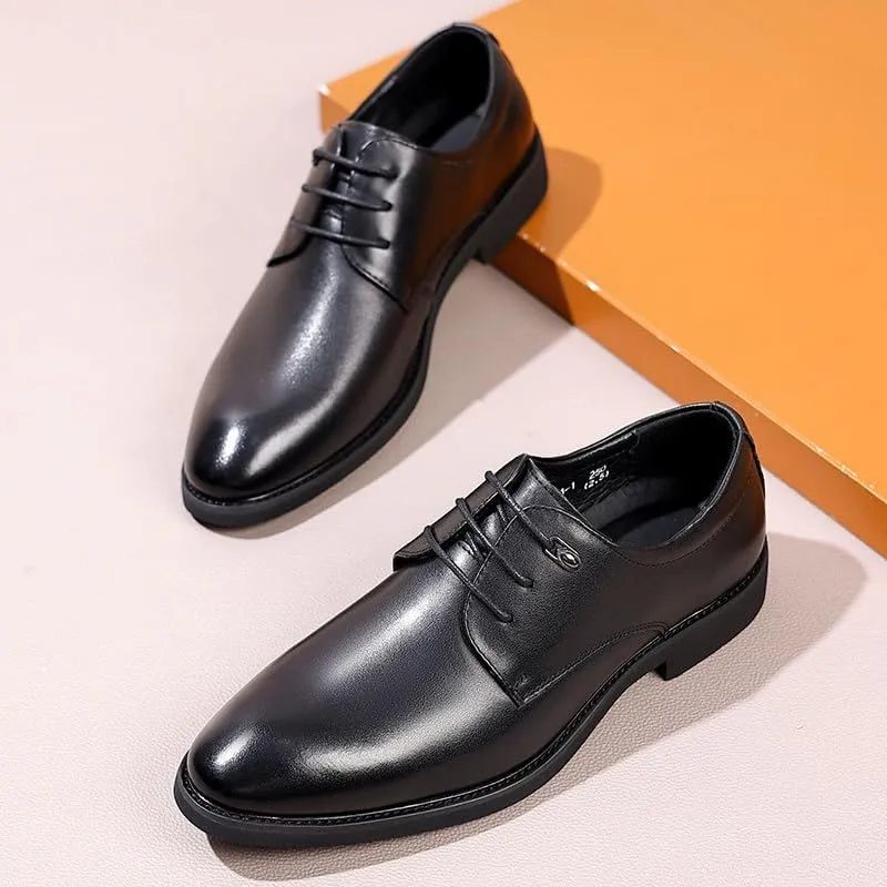 Modern Leather Business Casual Scale Pattern Formal Shoes Comfortable Round Toe Lace Up Loafers Men Orthopedic Shoes