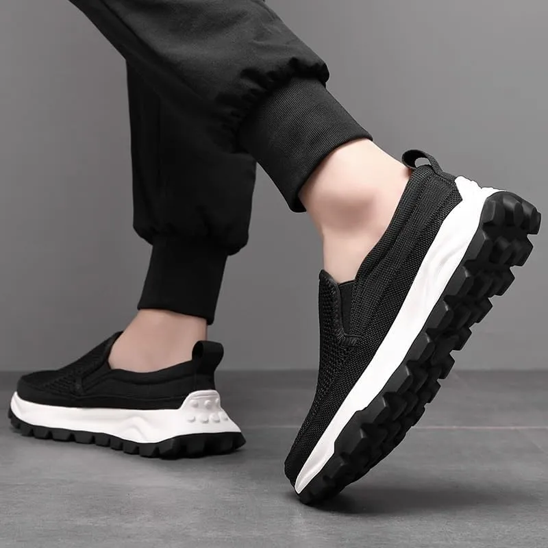 Modern Men's Slip-On Canvas Loafers Breathable Mesh Casual Summer Shoes with Durable Rubber Outsole