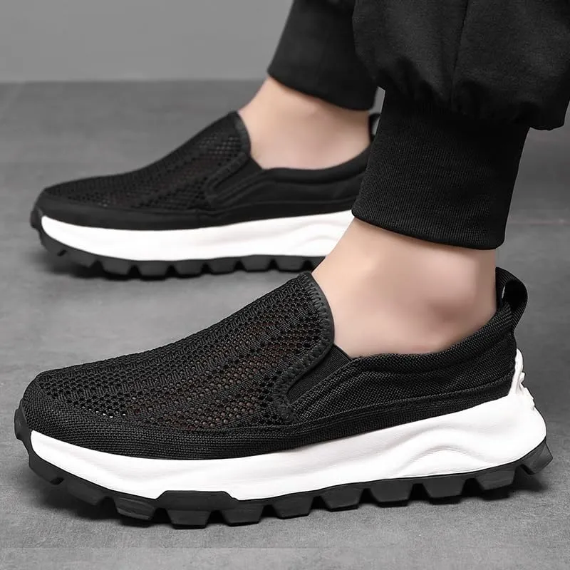 Modern Men's Slip-On Canvas Loafers Breathable Mesh Casual Summer Shoes with Durable Rubber Outsole