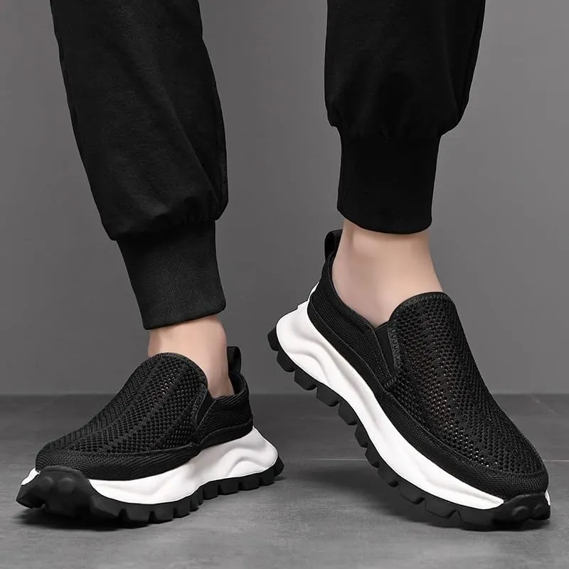 Modern Men's Slip-On Canvas Loafers Breathable Mesh Casual Summer Shoes with Durable Rubber Outsole