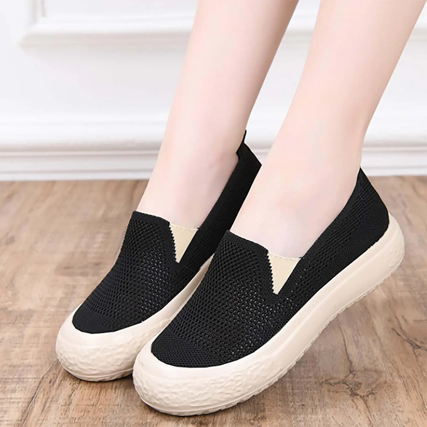 Non Slip Work Shoes Women Lightweight Casual Shoes Slip On Sneakers Running Lightweight Tennis Non Slip High Top Basketball Shoe Loafers Casual Slip On