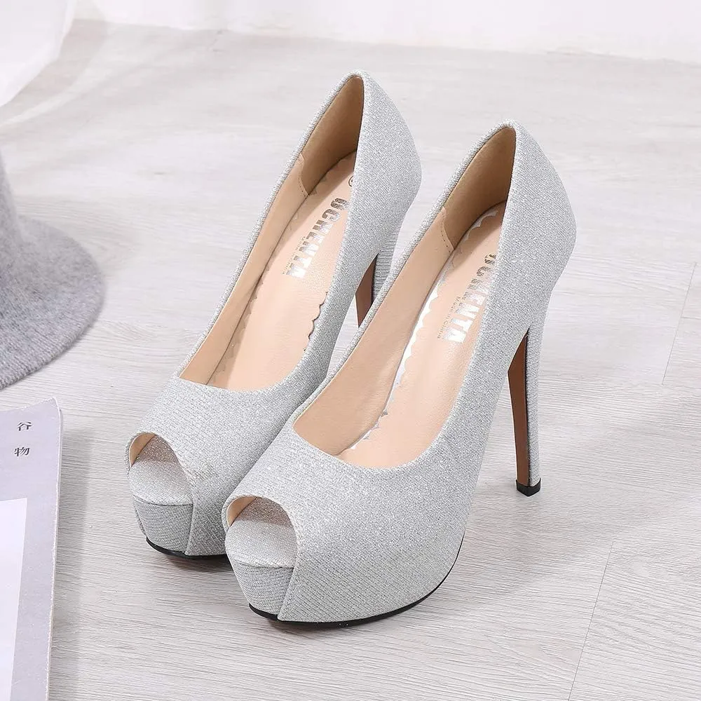 OCHENTA Women's Peep Toe Prom Heels Platform High Heels Sexy Dress Pumps