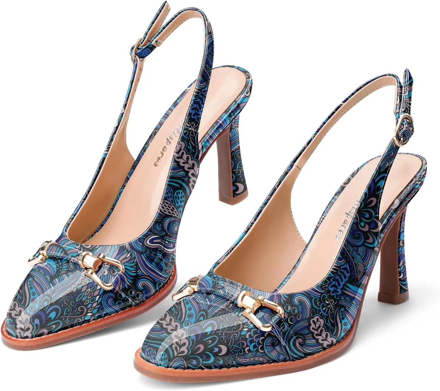 Oh Mispares Slingback Heels for Women Pointy Toe Stiletto High Heel Pumps Slip On Patent Leather Summer Wedding Party Dress Shoes