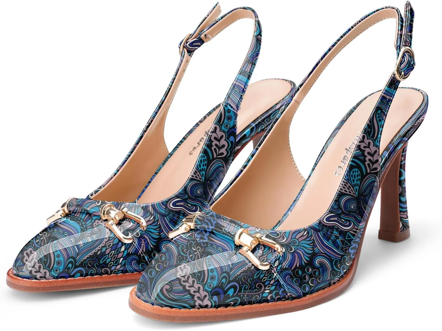Oh Mispares Slingback Heels for Women Pointy Toe Stiletto High Heel Pumps Slip On Patent Leather Summer Wedding Party Dress Shoes