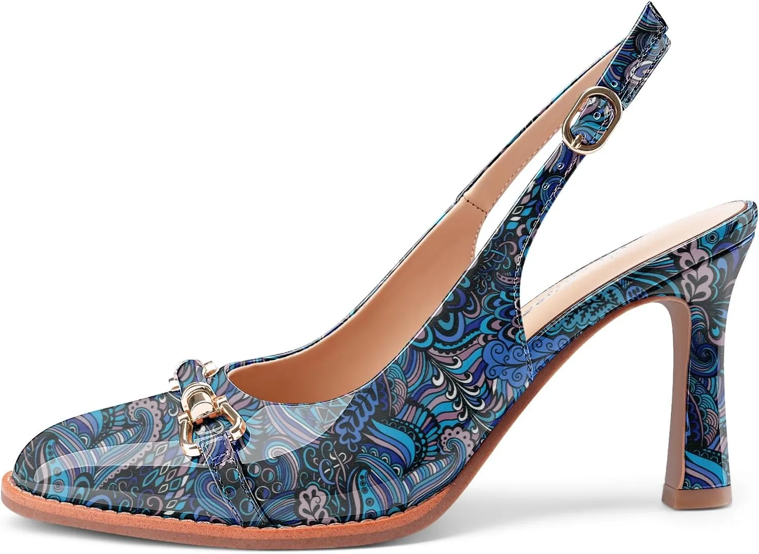 Oh Mispares Slingback Heels for Women Pointy Toe Stiletto High Heel Pumps Slip On Patent Leather Summer Wedding Party Dress Shoes