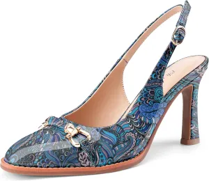 Oh Mispares Slingback Heels for Women Pointy Toe Stiletto High Heel Pumps Slip On Patent Leather Summer Wedding Party Dress Shoes