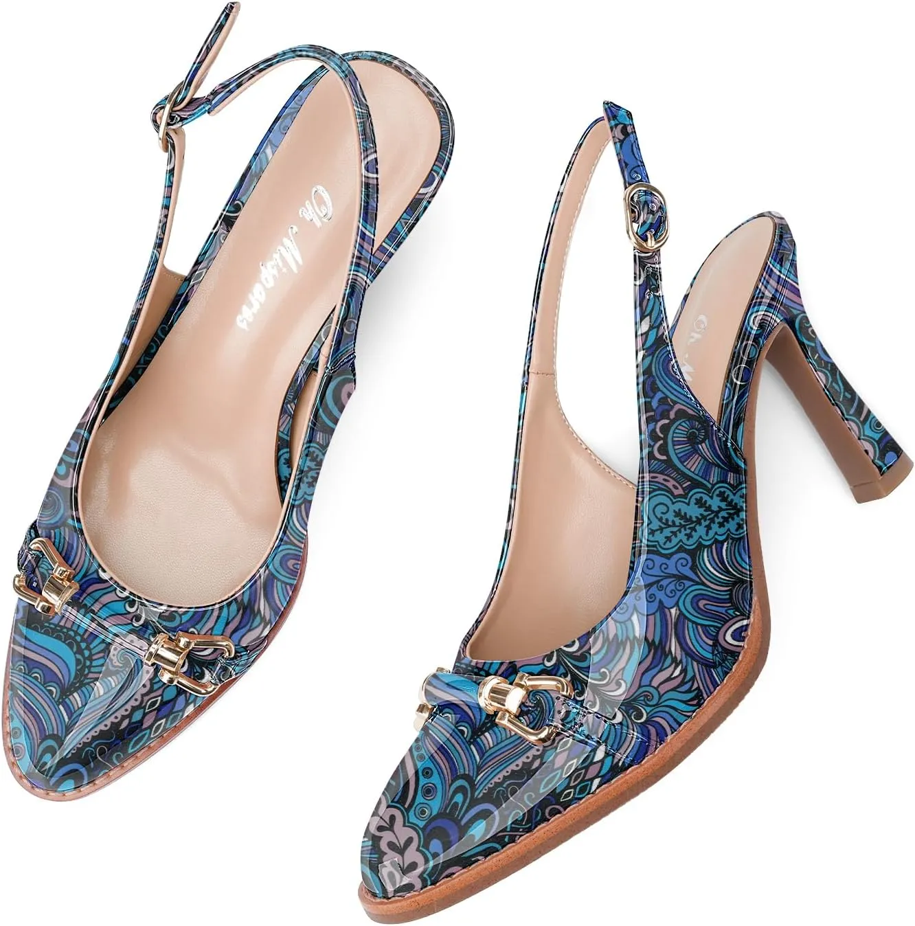 Oh Mispares Slingback Heels for Women Pointy Toe Stiletto High Heel Pumps Slip On Patent Leather Summer Wedding Party Dress Shoes