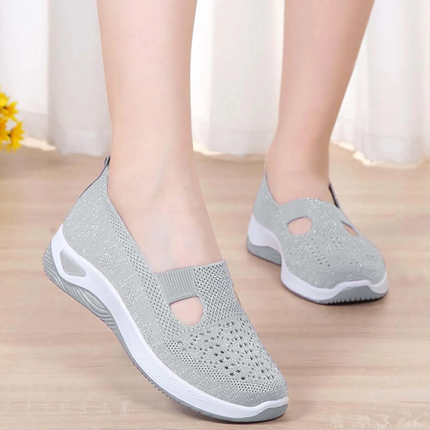 Orthopedic Shoes for Women Woven Orthopedic Womens Tennis Shoes Comfort Ladies Shoes Casual High Top Sneakers Platform Tennis Shoe Loafers Casual Slip On