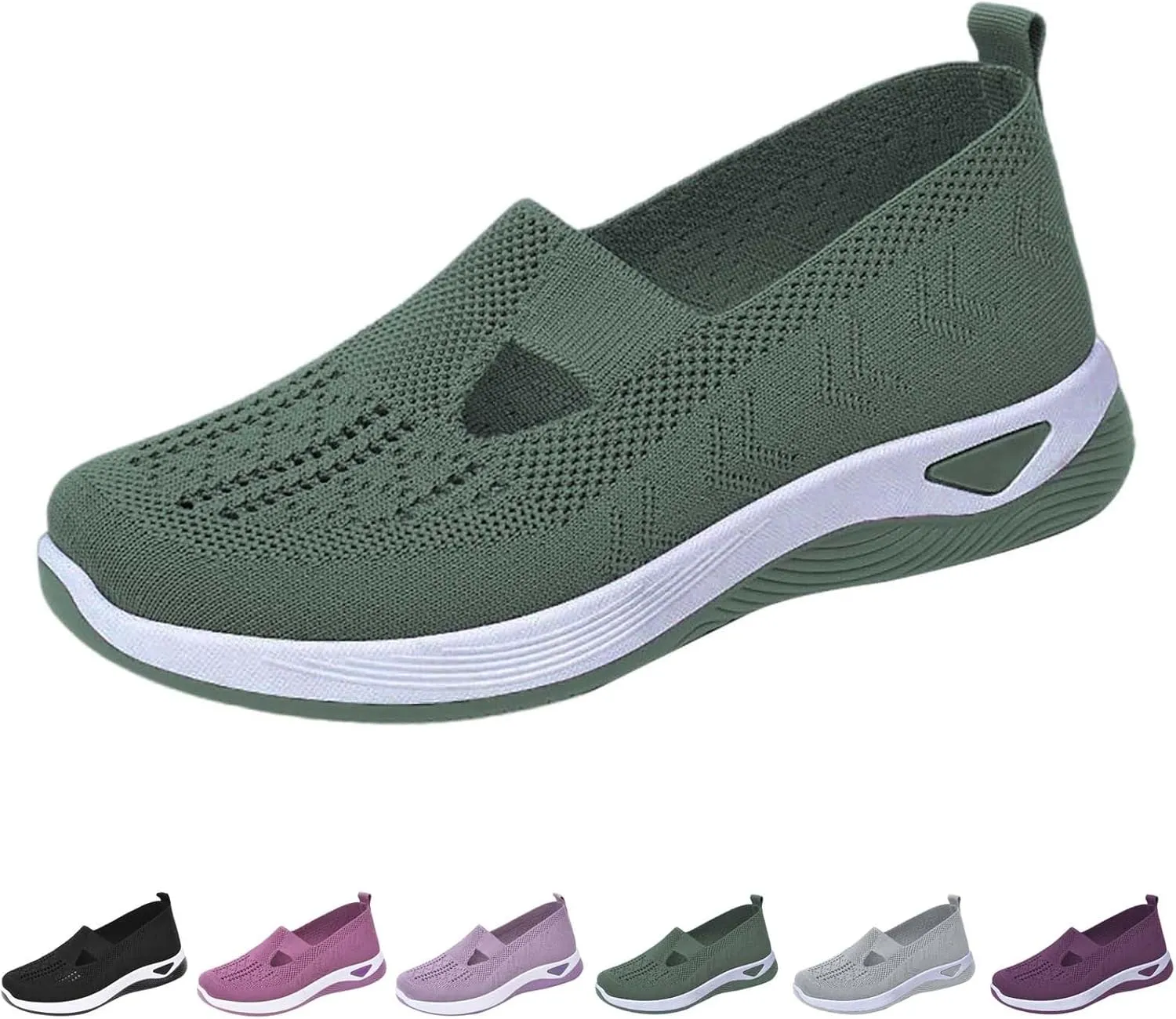 Orthopedic Shoes for Women Woven Slip on Walking Non Slip Work Shoes Women Mesh Women Casual Shoes White Sneakers Steel Toe Tennis Shoe Cross Trainer Shoe