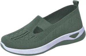 Orthopedic Shoes for Women Woven Slip on Walking Non Slip Work Shoes Women Mesh Women Casual Shoes White Sneakers Steel Toe Tennis Shoe Cross Trainer Shoe