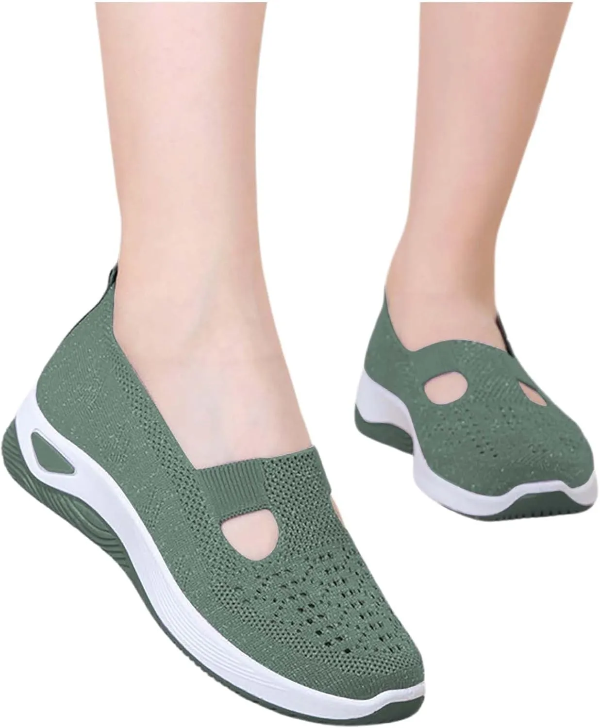 Orthopedic Shoes for Women Woven Slip on Walking Non Slip Work Shoes Women Mesh Women Casual Shoes White Sneakers Steel Toe Tennis Shoe Cross Trainer Shoe