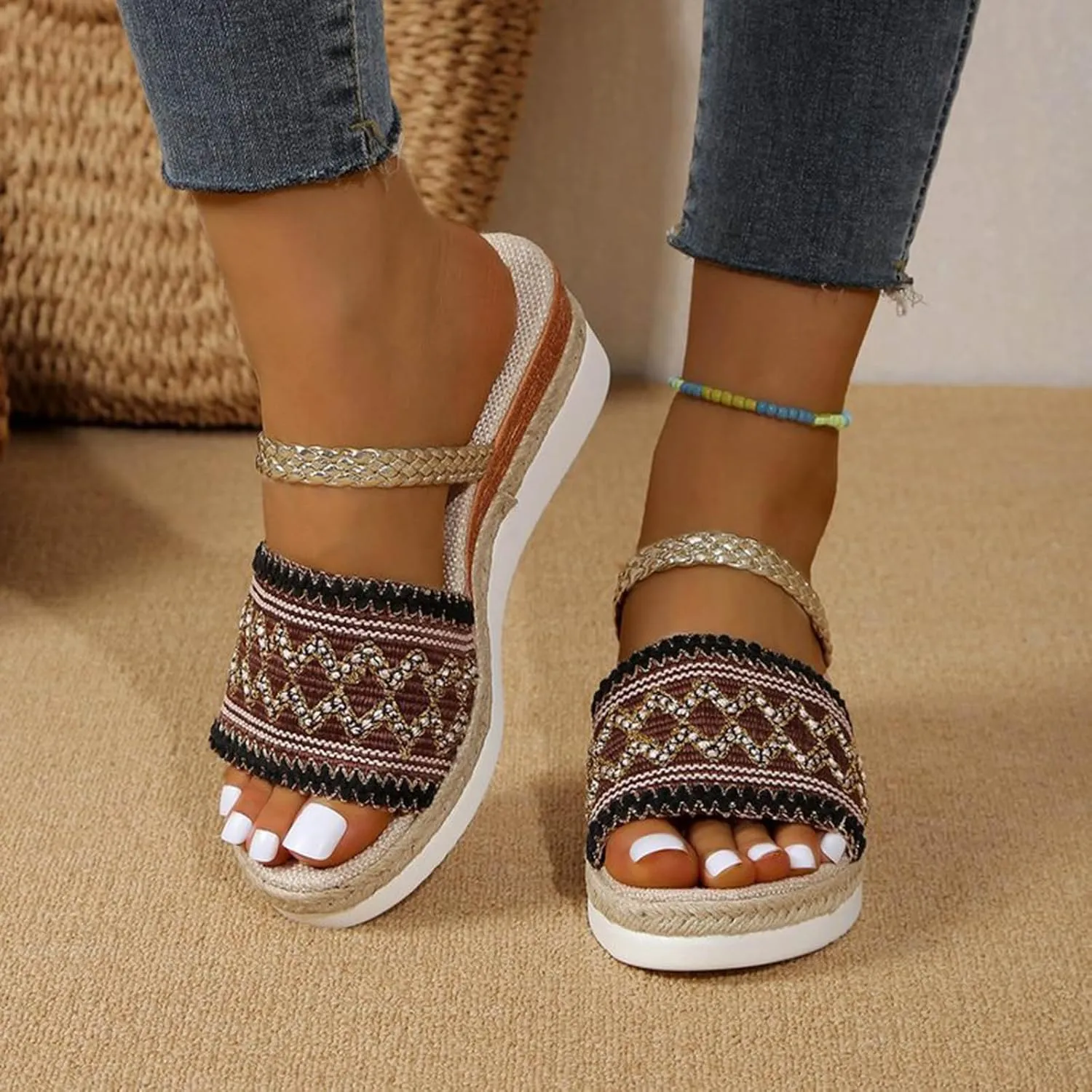 Platform Sandals for Women Versatile Platform Sandals Casual Non Slip Wedge Sandals Breathable Casual Sandals