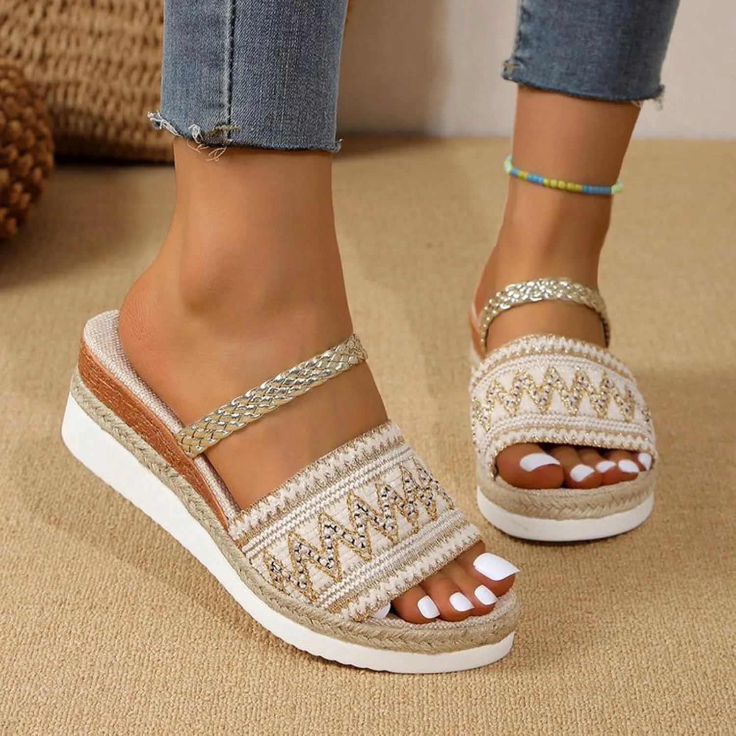 Platform Sandals for Women Versatile Platform Sandals Casual Non Slip Wedge Sandals Breathable Casual Sandals