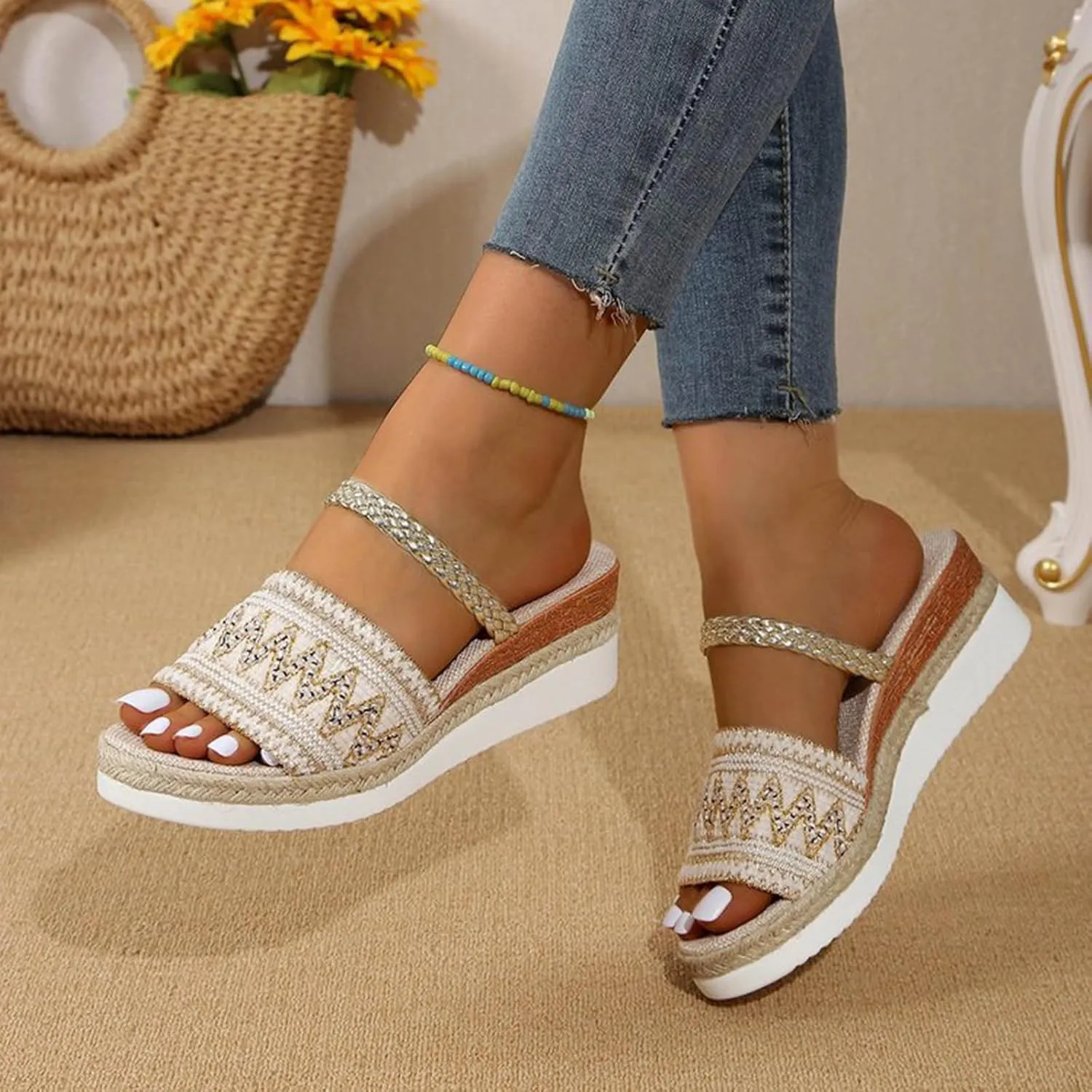 Platform Sandals for Women Versatile Platform Sandals Casual Non Slip Wedge Sandals Breathable Casual Sandals