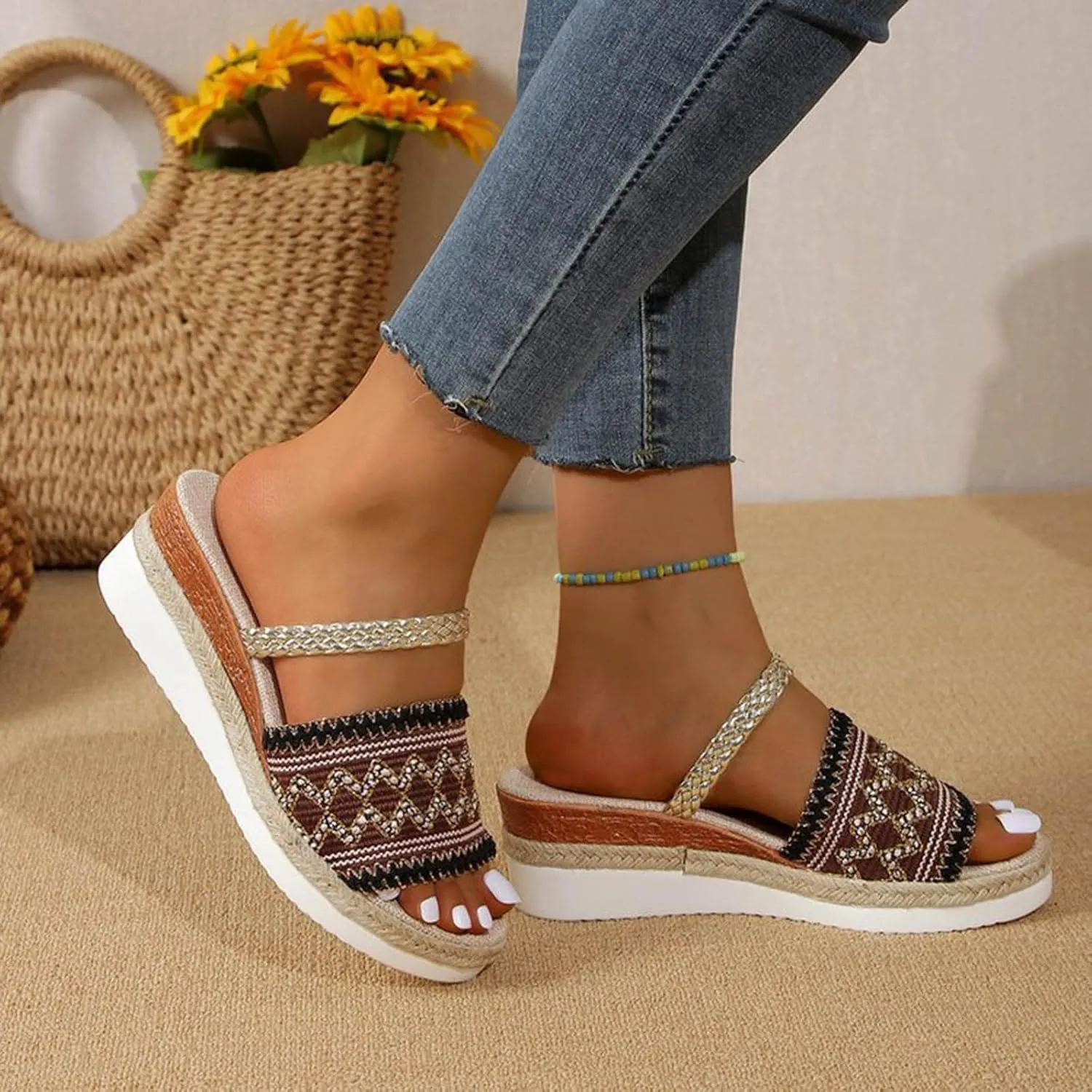 Platform Sandals for Women Versatile Platform Sandals Casual Non Slip Wedge Sandals Breathable Casual Sandals