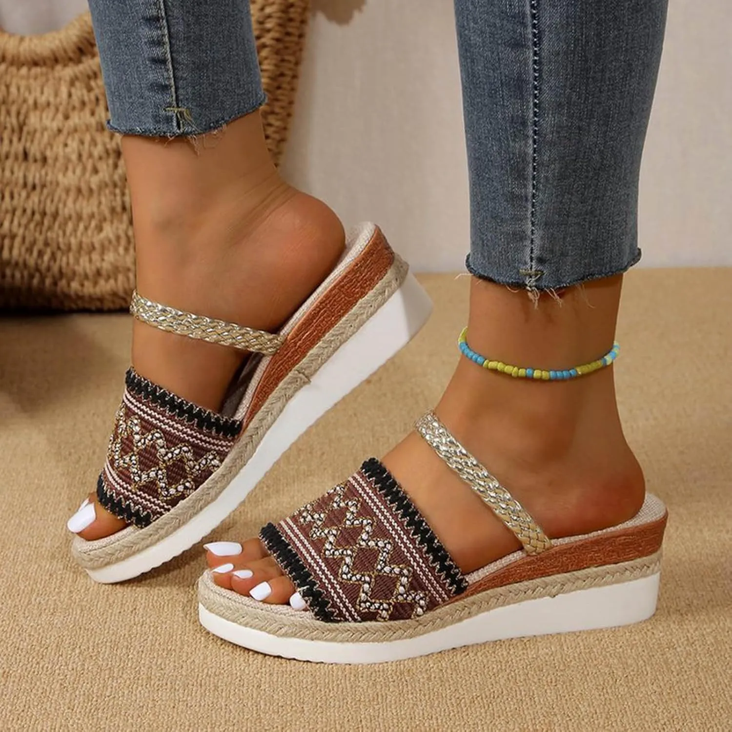 Platform Sandals for Women Versatile Platform Sandals Casual Non Slip Wedge Sandals Breathable Casual Sandals