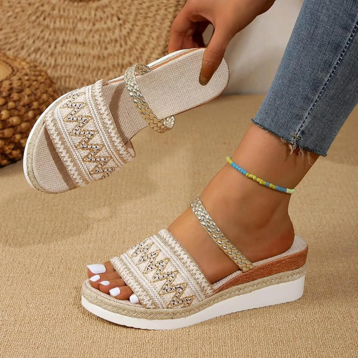 Platform Sandals for Women Versatile Platform Sandals Casual Non Slip Wedge Sandals Breathable Casual Sandals