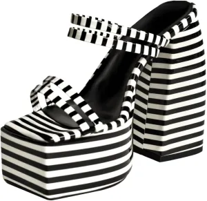 Rainbow High Heels Chunky Block Platform Heels for Women,Ankle Strap, Open Square Toe Heels Dressy Pumps Sandals
