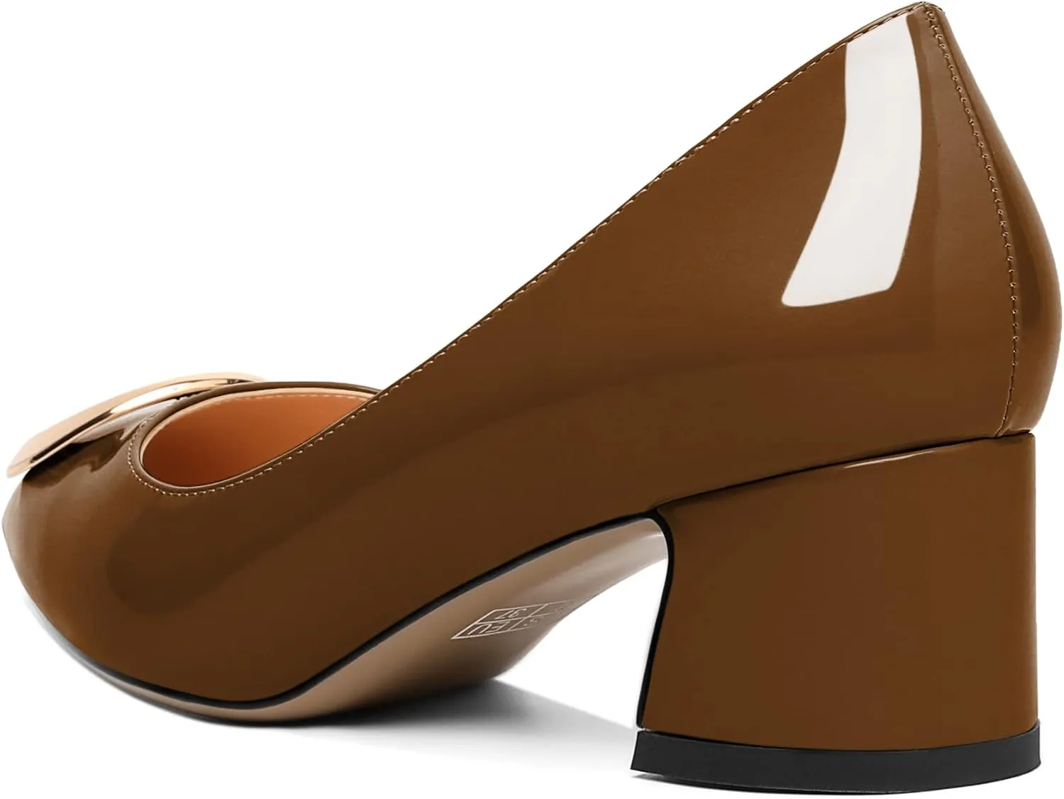 SAMMITOP Women's Block Heel Chunky Pumps Low Heels Pointed Toe Heel with Metal Buckle Slip on Closed Toe Heeled Loafers Wedding Party Dress Shoes