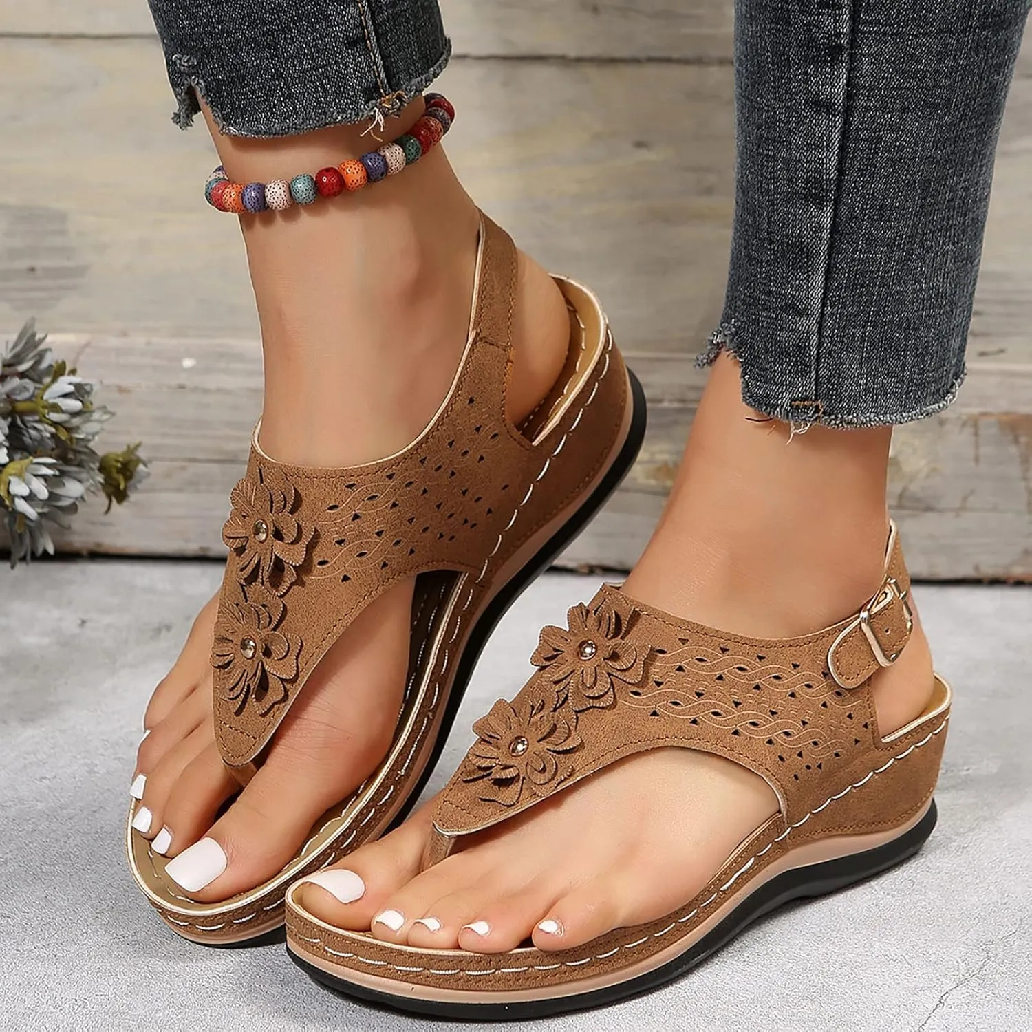 Sandals for Women Dressy comfort Walking Width Casual Summer Slide Shoes Beach Flat Slip On Sandles